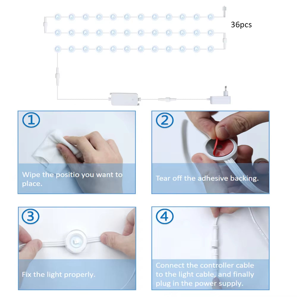 RGBIC String Downlight Smart LED String Light Work with Alexa Color Changing Indoor Wall Light Fixture for Party Music Sync