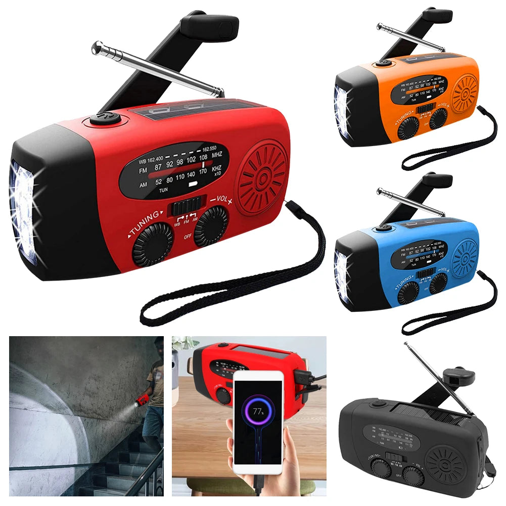 2000Mah Hand Crank Emergency Radio with LED Flashlight Power Bank Charger AM/FM/NOAA Weather Alert for Camping Hiking