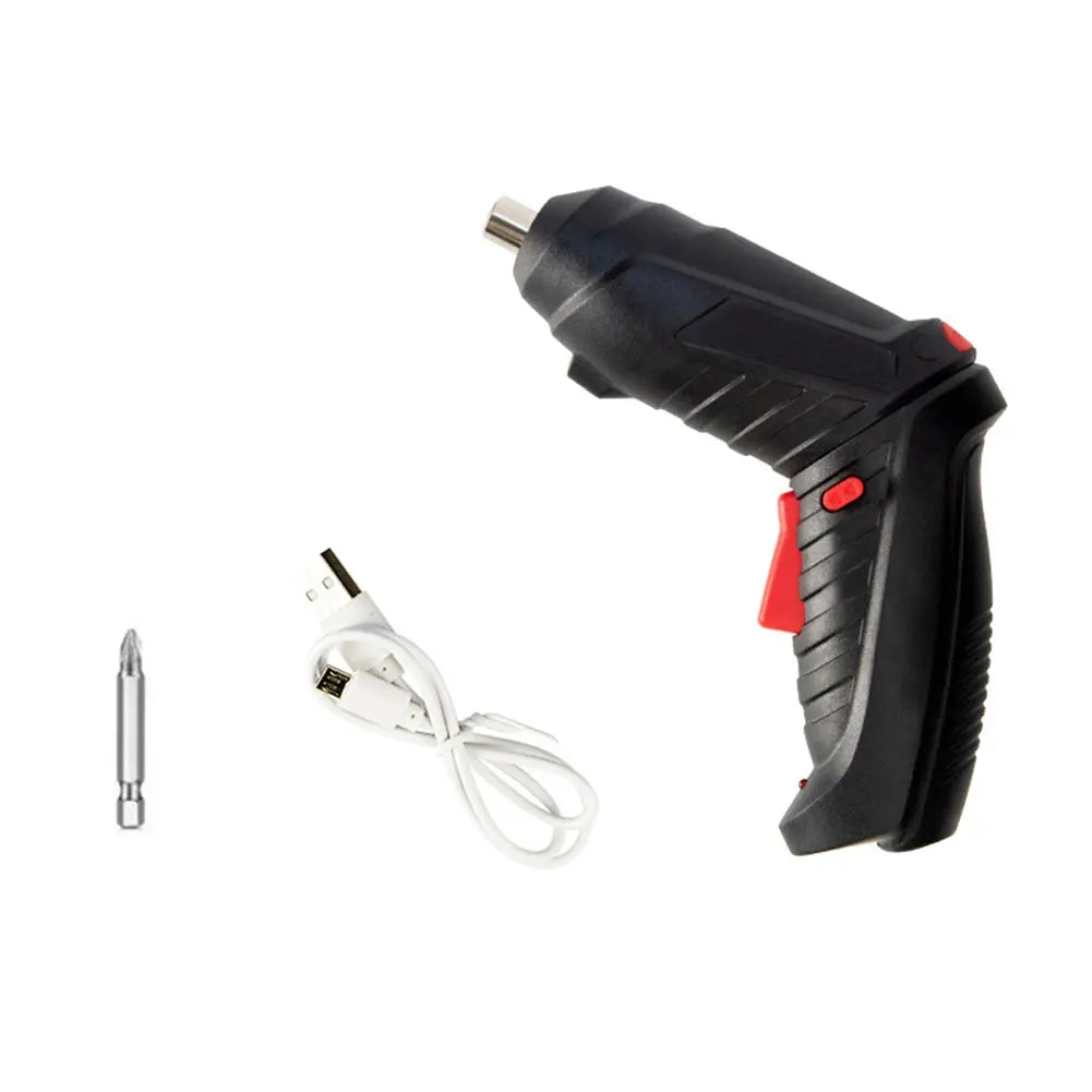 Compact 3.6V Cordless Electric Screwdriver Set with LED Light and Rotating Handle for Home Use and Easy Storage