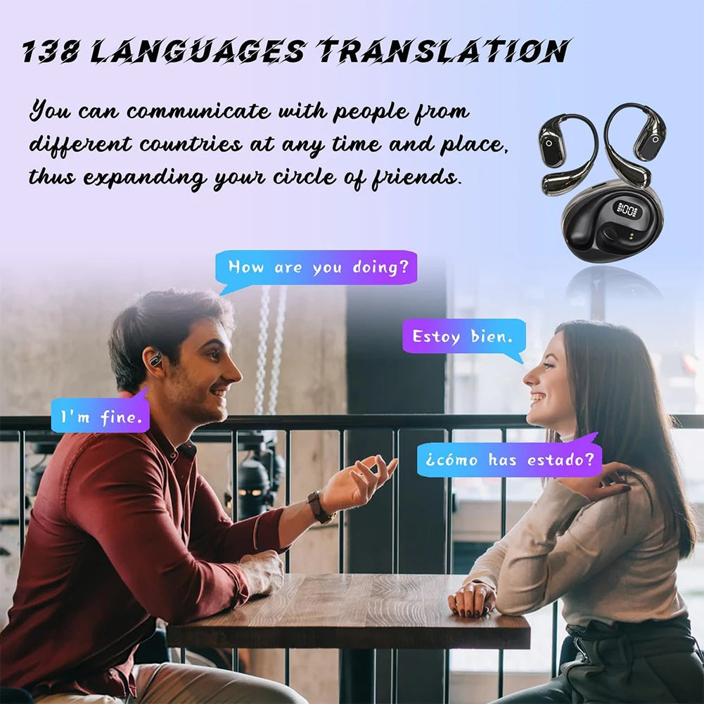 AI Language Translation Earbuds 138 Languages Bluetooth-Compatible 5.3 Translator Earbuds Translator Device for Travel Business