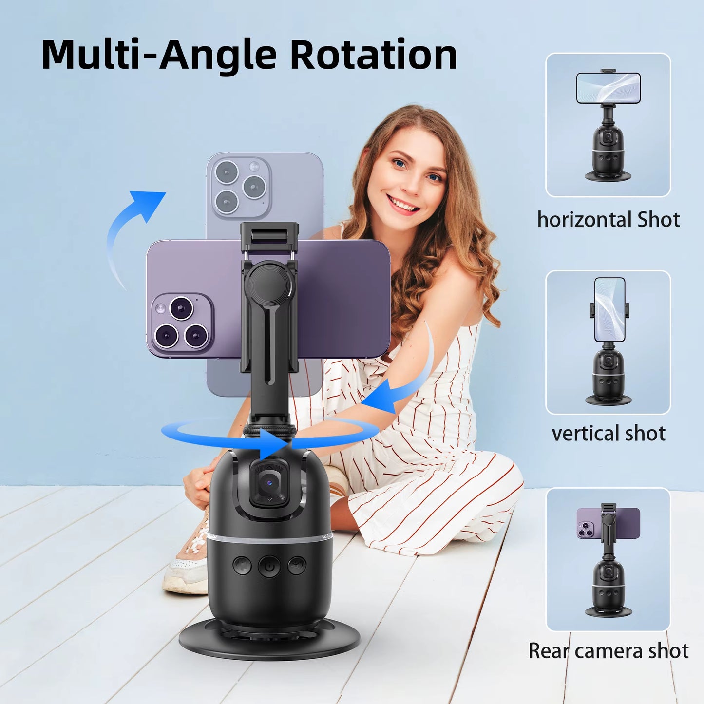 P03 Gimbal Stabilizer 360 Rotation Follow Focus Auto Face Tracking Tripod Desktop Cell Phone Holder for Live/Photo