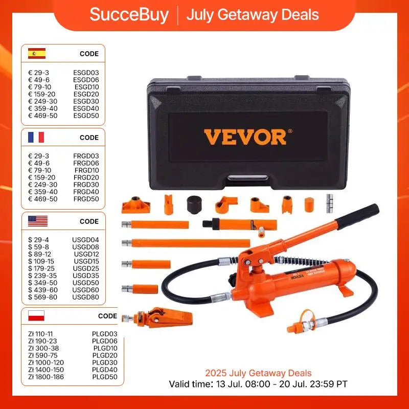 Succebuy 4/10/12/20 Ton Power Hydraulic Cylinder Jack Autobody Frame Repair Tool Kit Automotive Truck Lifting Heavy Equipment