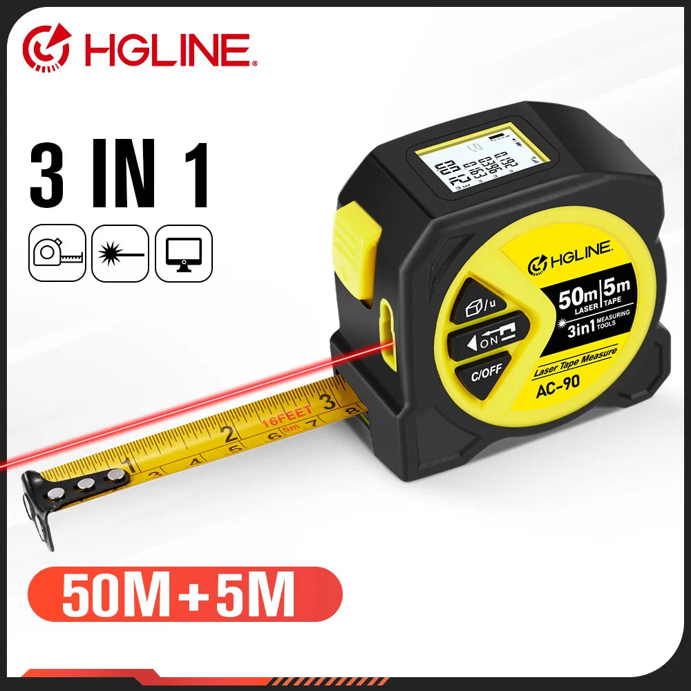 50M/60M Laser Tape Measure 5M Tape Measure Ruler LCD Power Display Electronic Ruler Laser Rangefinder Measure Powertool