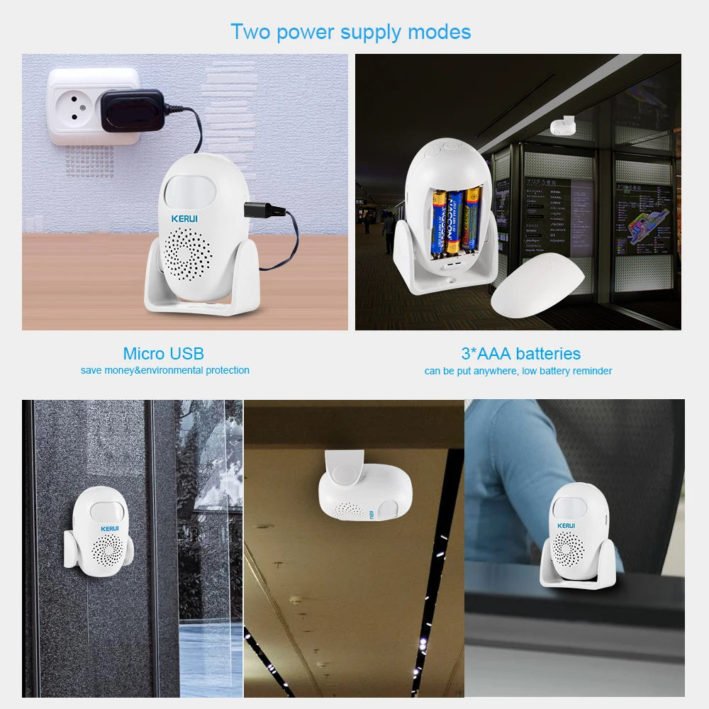 Wireless Burglar Alarm PIR Motion Detector with 100Db Alarm Sound PIR Motion Sensor LED, Infrared Welcome Alarm Detector