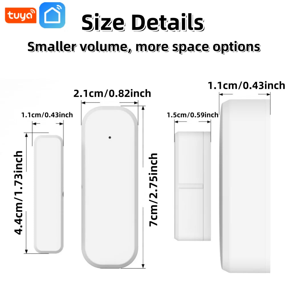 Smart Door and Window Sensor, 2.4G Wifi Door Sensor, Tuya/Smart Life Contact Sensors for Home Security & Smart Home Automation