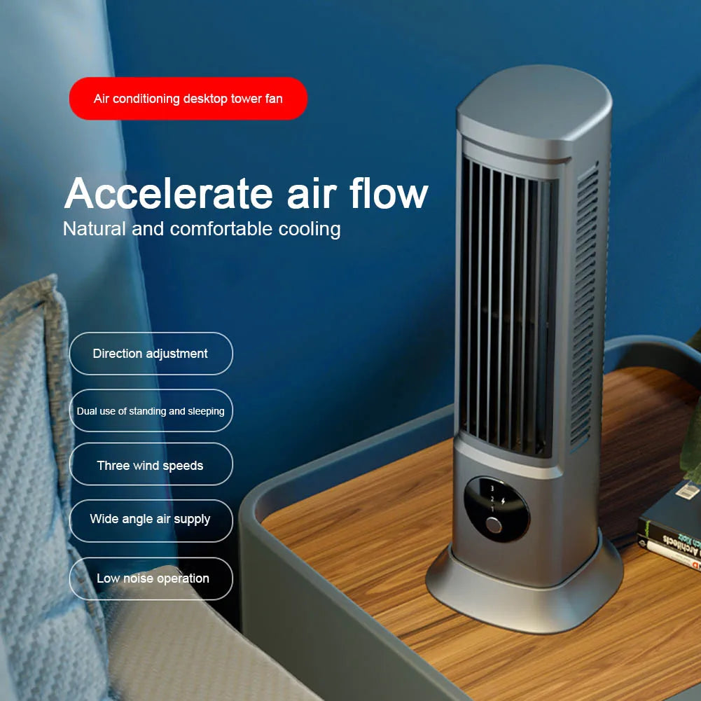 USB Rechargeable Desk Tower Fan 3 Speeds Summer Ventilation Fan Desktop Cooling Fan Portable Fan for Home Camping Fans