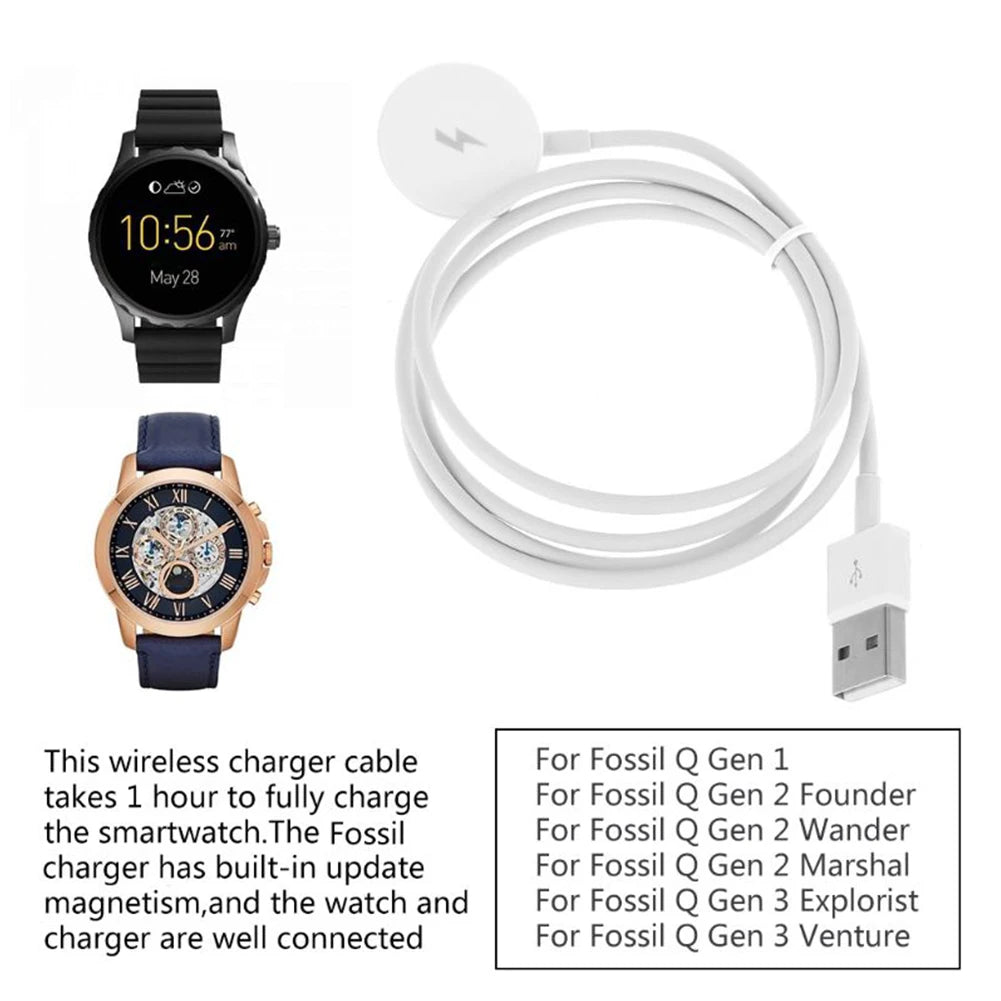 1M Smart Watch Magnetic Charger for Fossil Gen 1 2 3 with Short Circuit Protection USB Charging Cable Accessory