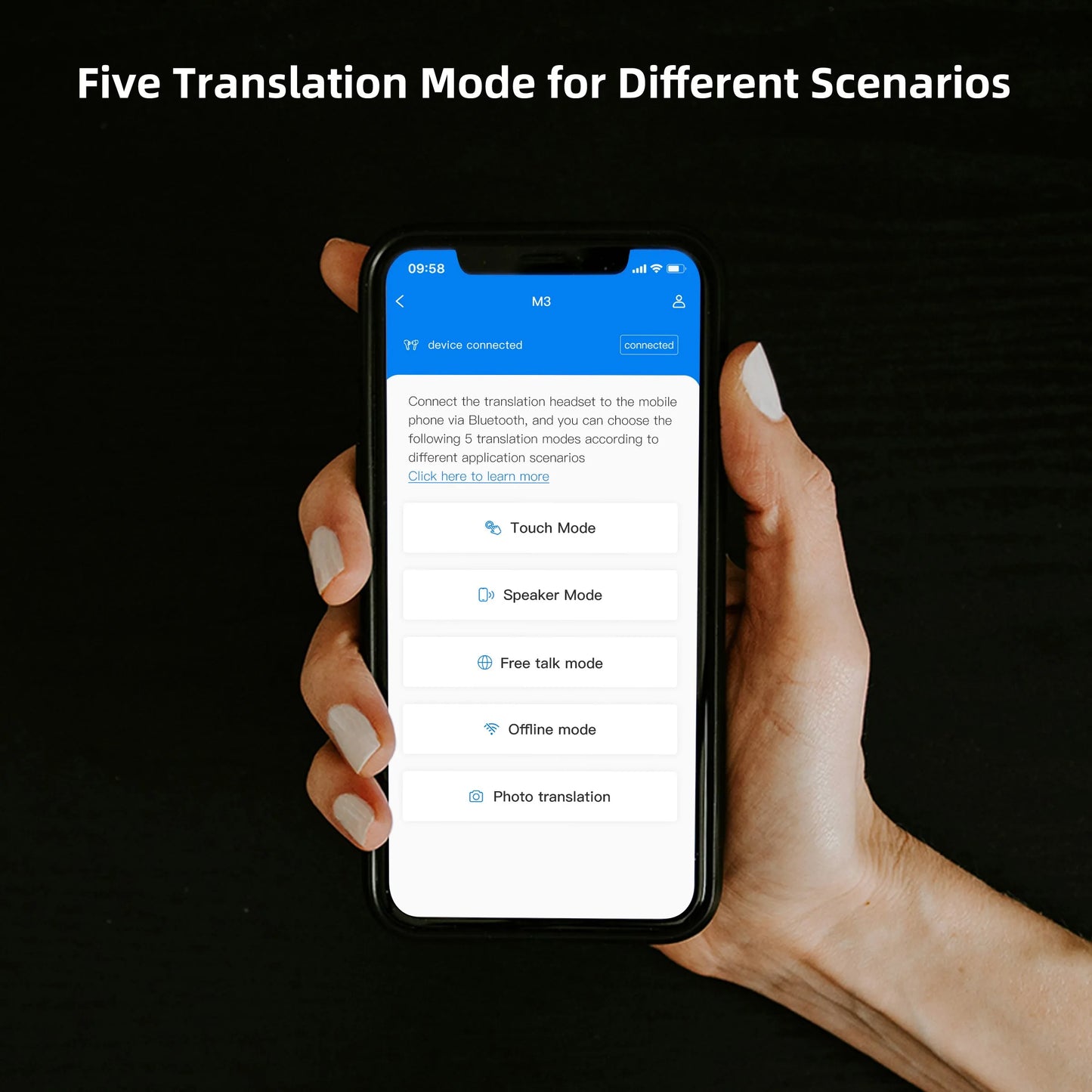 Wooask-M3 Translator Earbuds, Instant Two-Way Voice Translation Earphones, 98% Accuracy ,No WIFI Need, for Travel Business