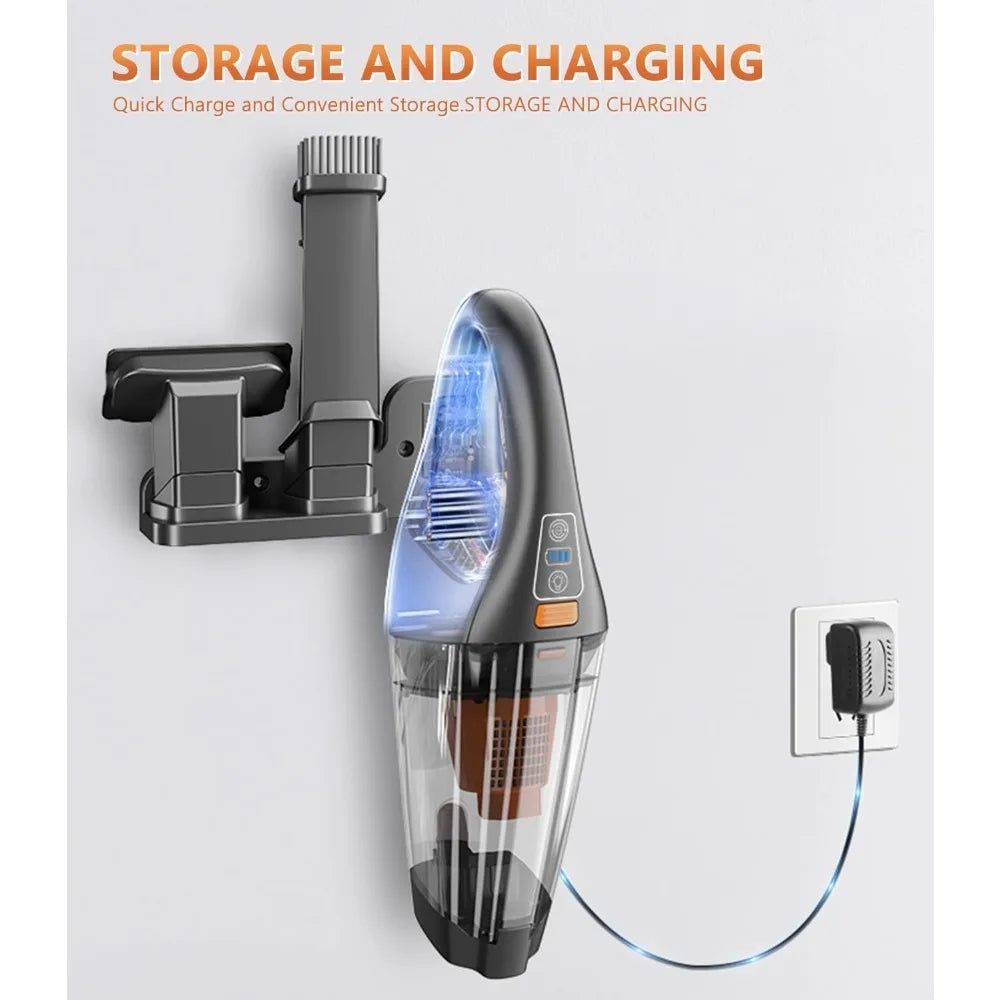 Handheld Vacuum Cordless, 18000Pa 160W Hand,30Min Car Vacuum Portable Cordless Rechargeable High Power Lightweight LED Light Fas