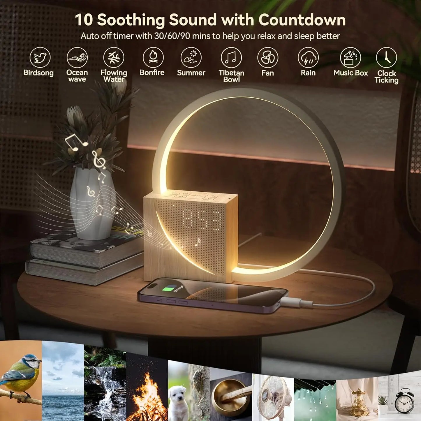 Sunrise Alarm Clock for Heavy Sleepers Adults, Wake-Up Light, Sleep Aid 10 White Noise Sound Machines