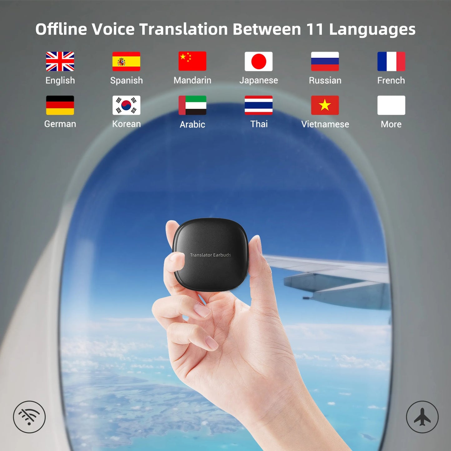 Wooask-M3 Translator Earbuds, Instant Two-Way Voice Translation Earphones, 98% Accuracy ,No WIFI Need, for Travel Business