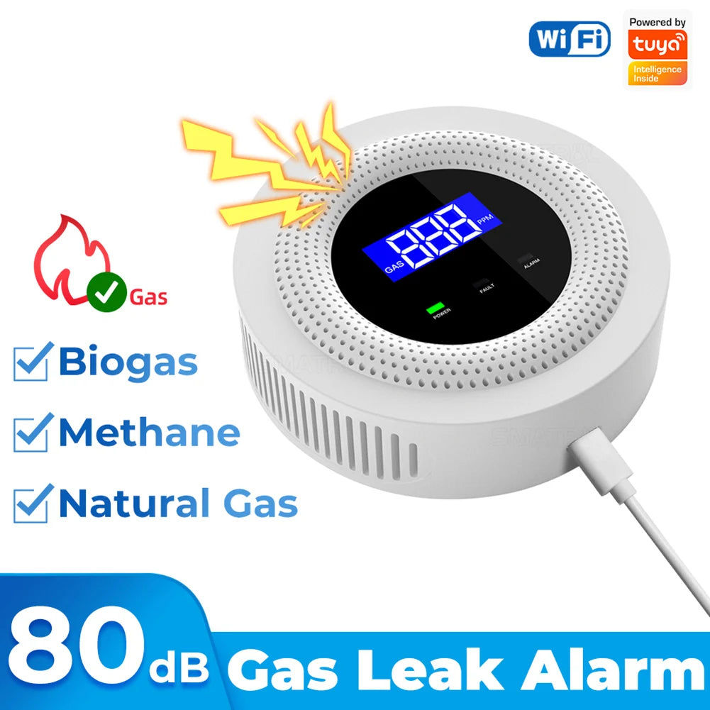 Tuya Wifi Natural Gas Leak Detector Wireless Gas Leakage Sensor Home Security Sound Alarm Smart Life APP for Smart Device