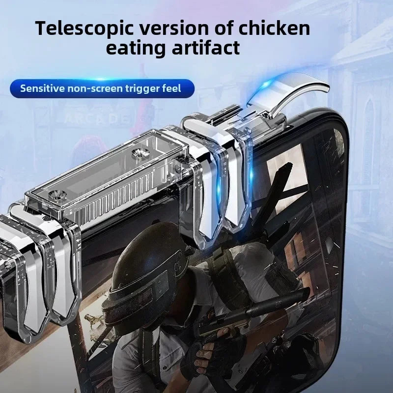 6 Fingers Cell Phone Gamepad Joystick Controller Z06 for PUBG Aim Shooting ABS Key Button Game Trigger for IOS Android Universal