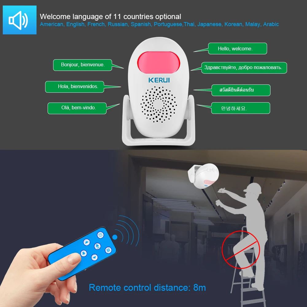 Wireless Burglar Alarm PIR Motion Detector with 100Db Alarm Sound PIR Motion Sensor LED, Infrared Welcome Alarm Detector