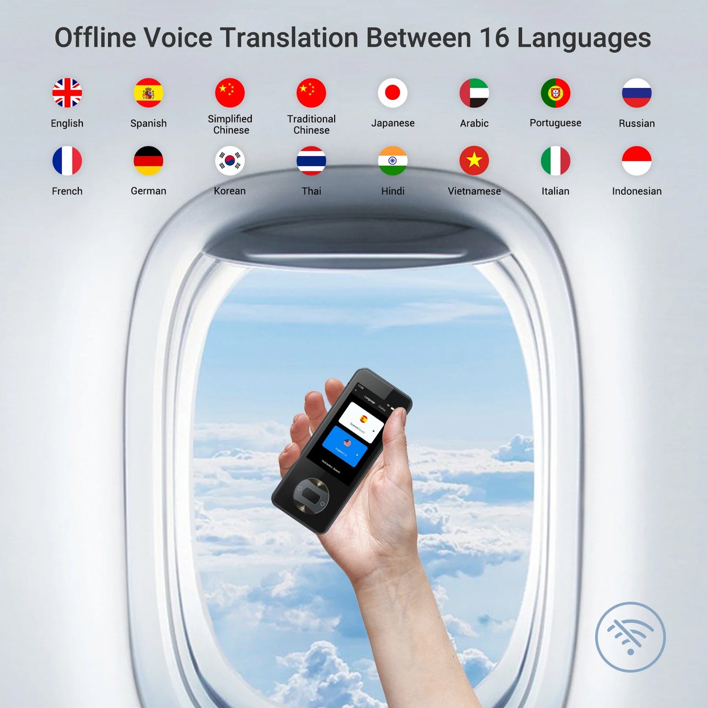 -W10 Smart Translator-144 Languages Voice Translation Device, Two-Way Instant ,No Wifi for 16 Offline Languages,For Travel