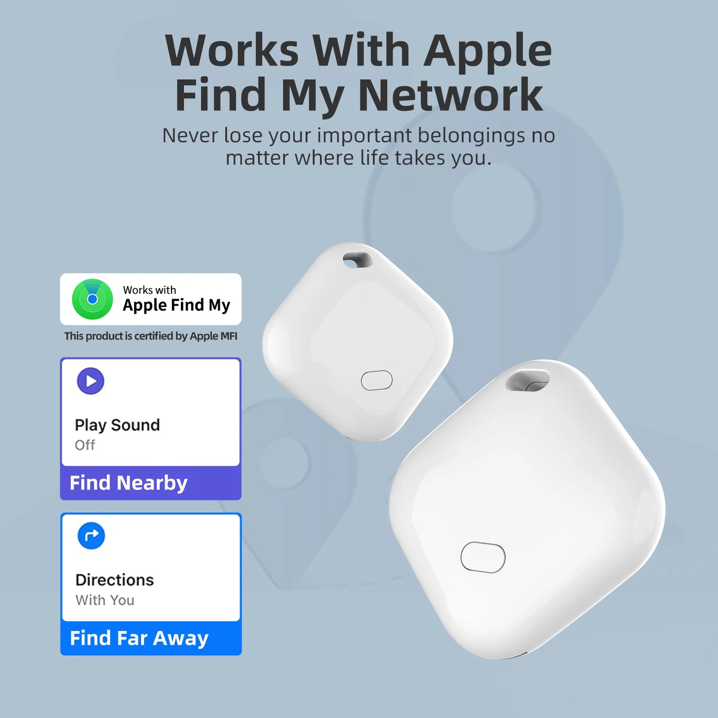 Smart Bluetooth GPS Tracker Work with Apple Find My APP Itag anti Lost Reminder Device MFI Rated Locator Car Key Pet Kids Finder