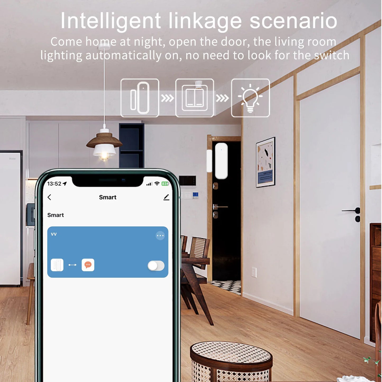 Smart Door and Window Sensor, 2.4G Wifi Door Sensor, Tuya/Smart Life Contact Sensors for Home Security & Smart Home Automation