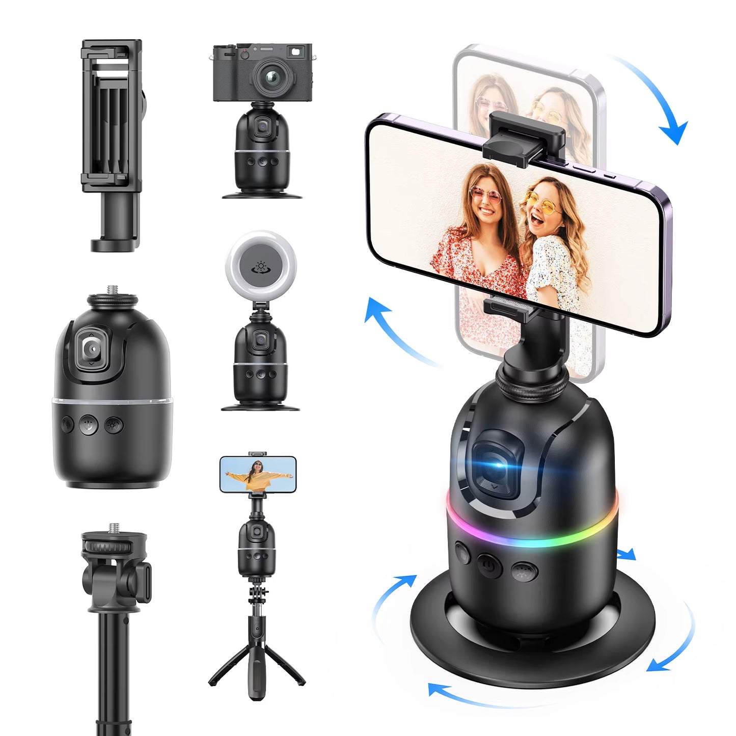 P03 Gimbal Stabilizer 360 Rotation Follow Focus Auto Face Tracking Tripod Desktop Cell Phone Holder for Live/Photo