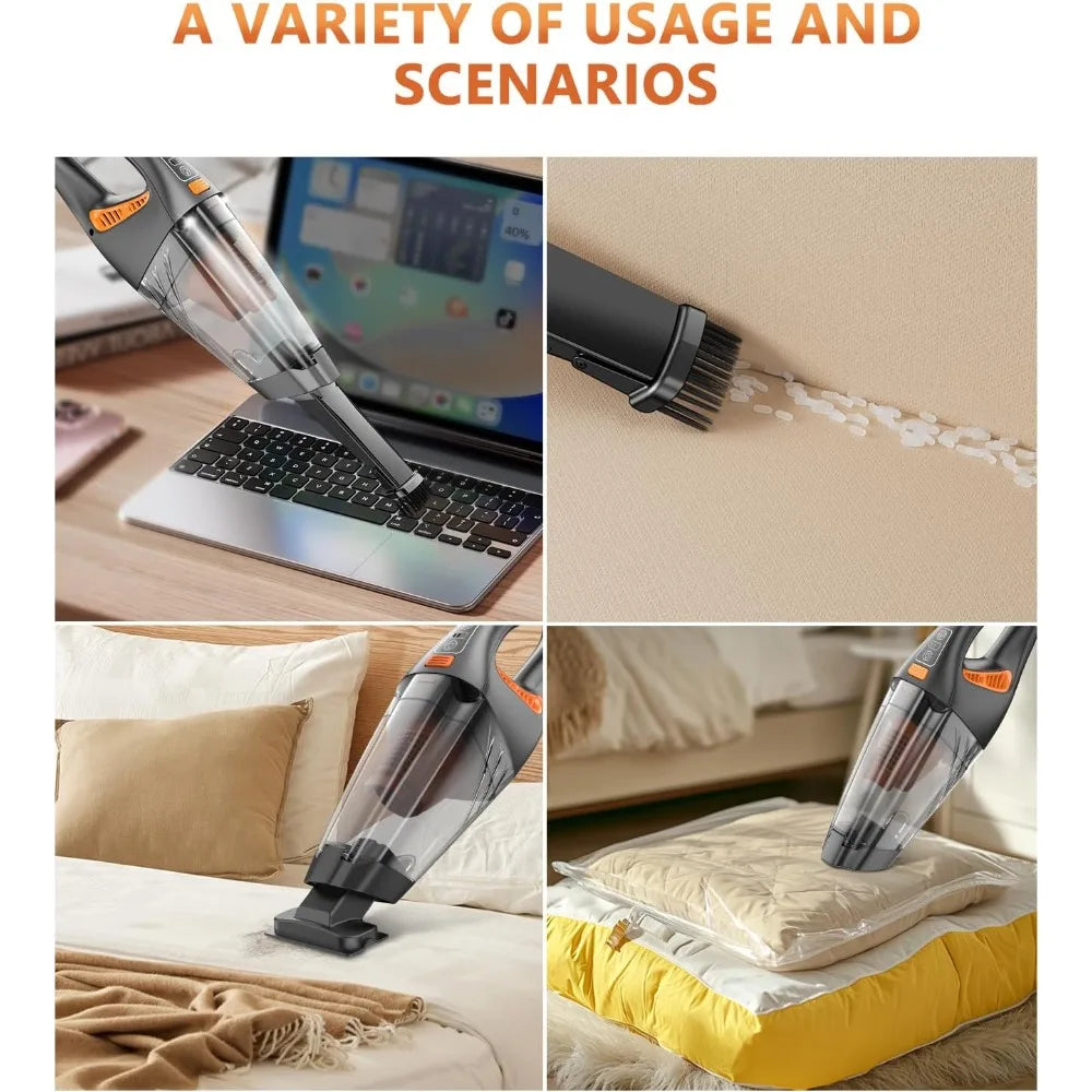 Handheld Vacuum Cordless, 18000Pa 160W Hand,30Min Car Vacuum Portable Cordless Rechargeable High Power Lightweight LED Light Fas