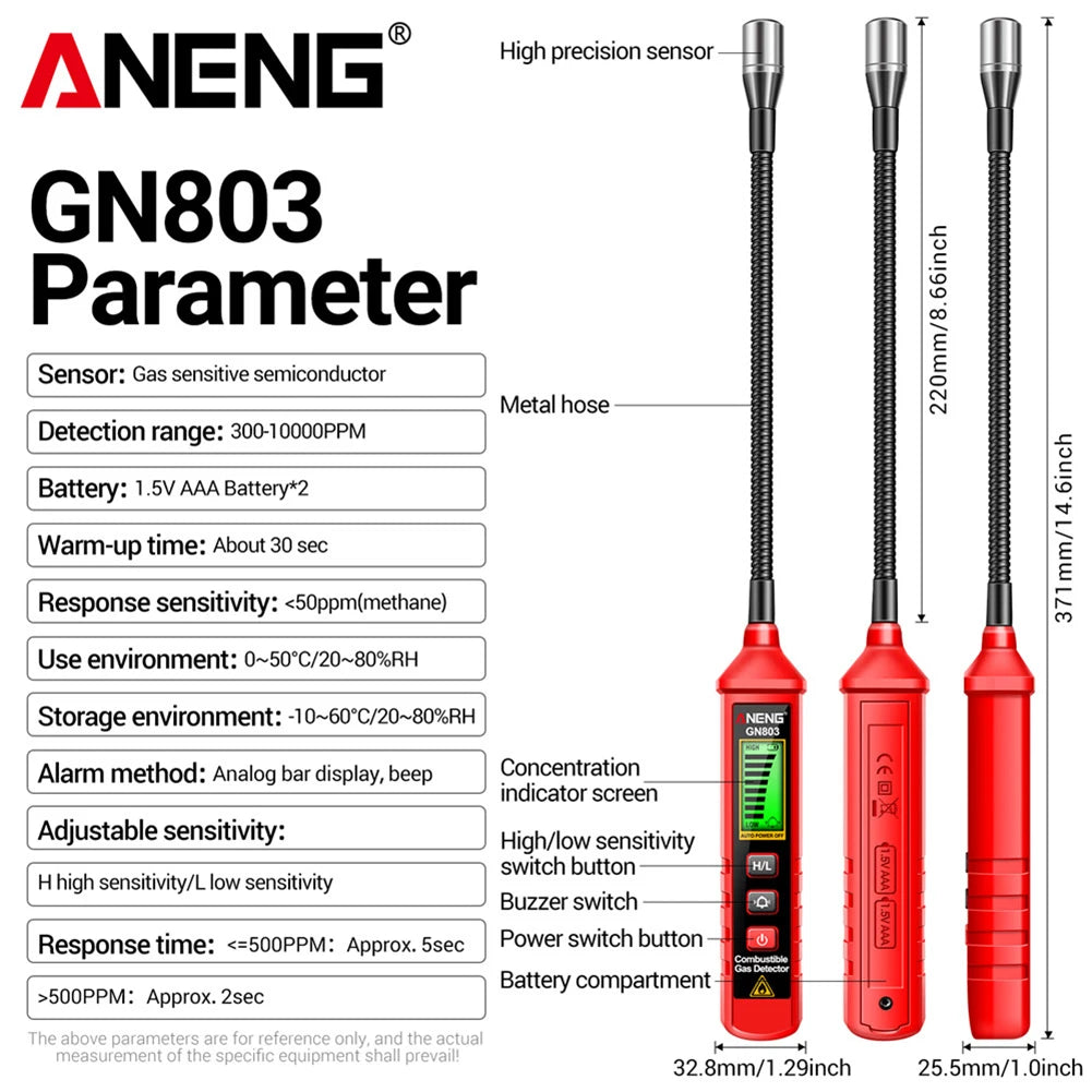 Gas Leak Detector Adjustable Sensitivity Combustible Gas Detector Portable Gas Tester Locating the Source of Methane Natural Gas