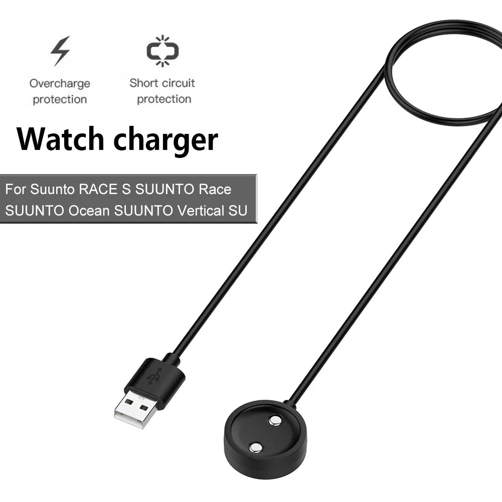 1 M Magnetic USB Charging Cable Smart Watch Charger Dock 2 PIN Charger Adapter for Suunto 9 Peak Pro/Suunto Vertical/Suunto Race