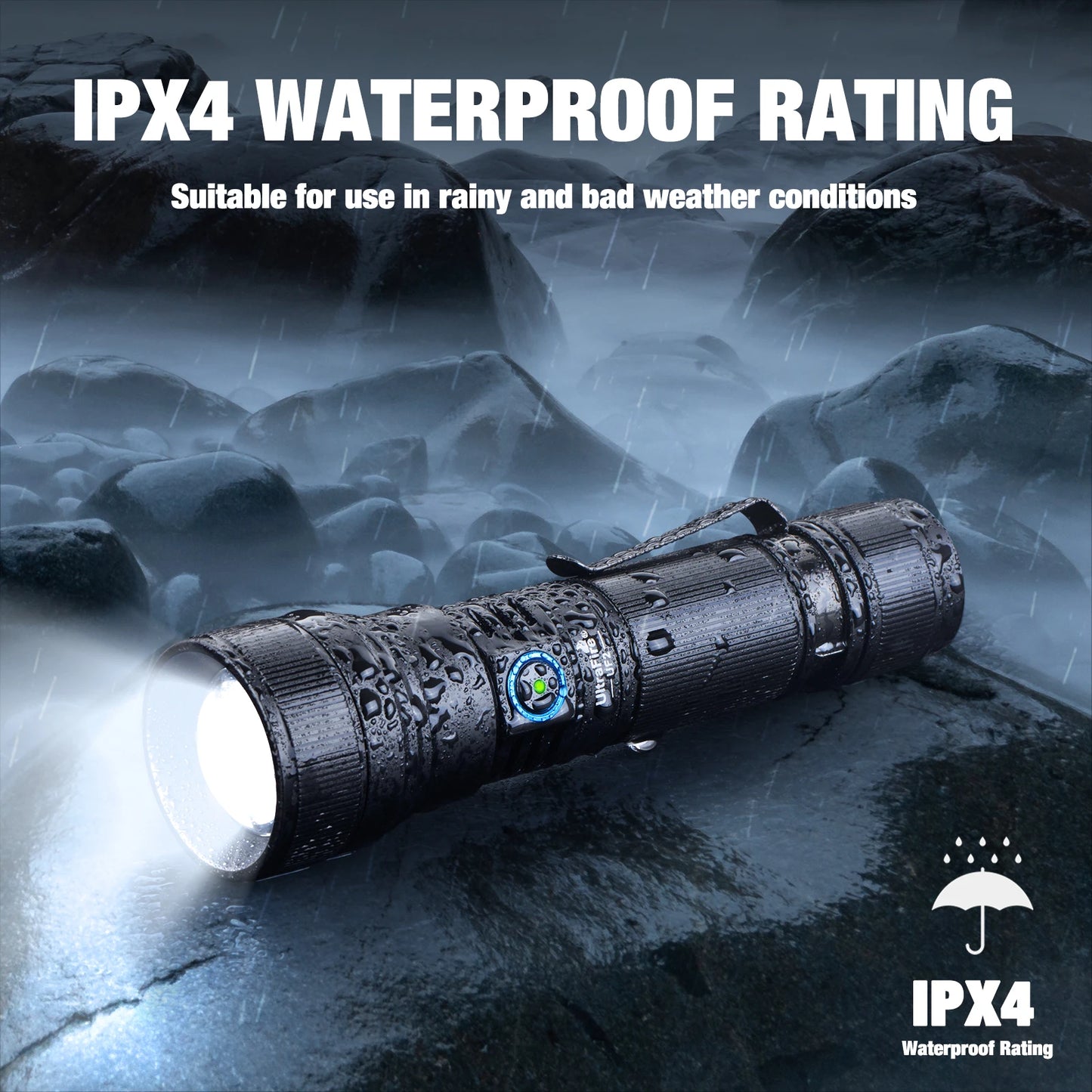 UF2 1500LM Zoomable Flashlight High Power 21700 USB-C Rechageable 550M Long Range Lamp with Magnet Power Bank Function