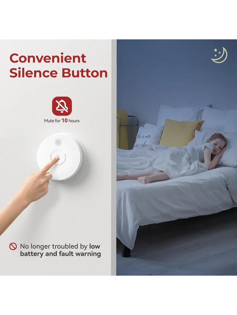 Hardwired Interconnected Smoke Detectors,Photoelectric Smoke Alarm with 9V Battery Backup,Test/Silence Button, Hard Wired