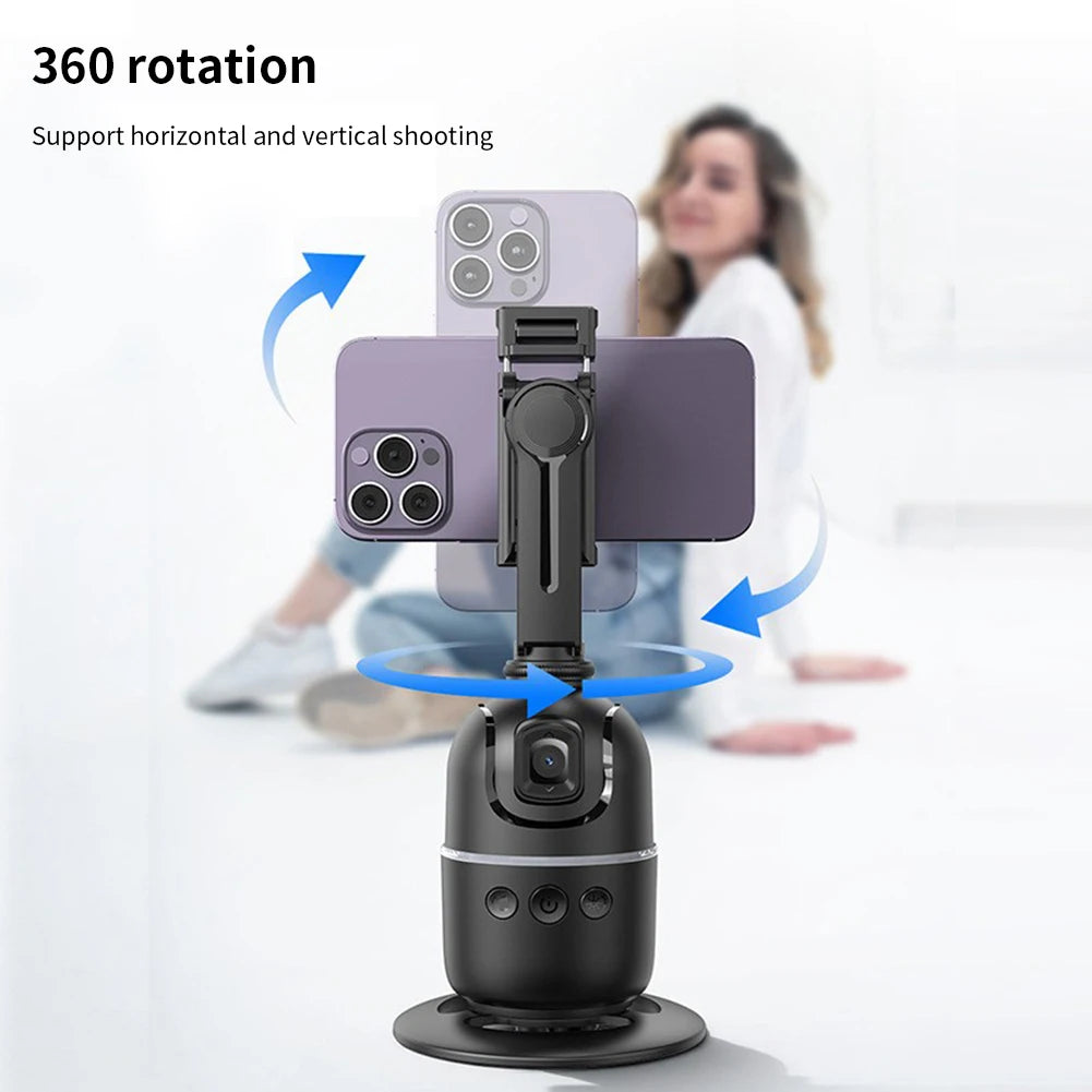 Auto Face Tracking Tripod 360° Rotation Auto Tracking Phone Holder Rechargeable Smart Shooting Stand for Tiktok Video Recording