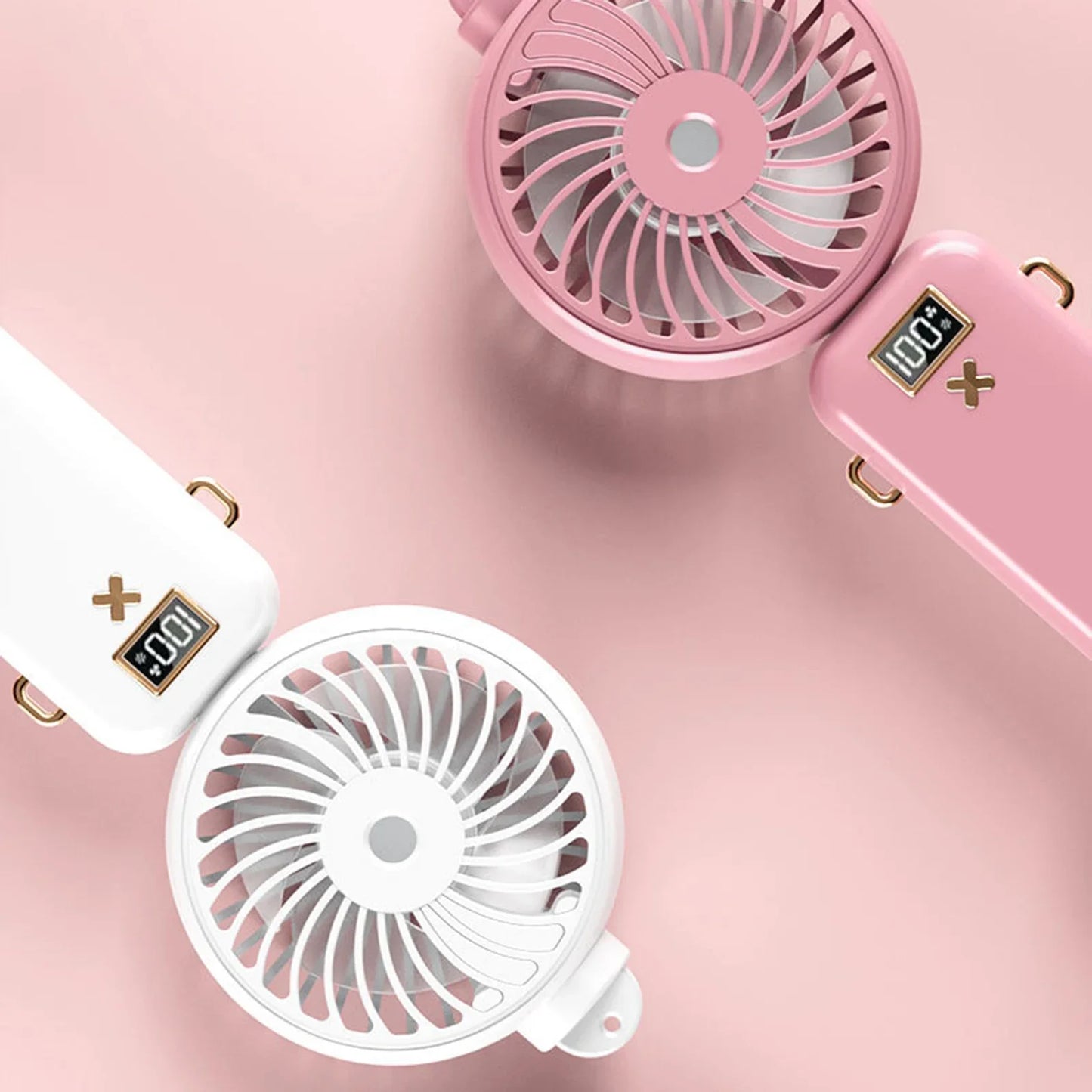 Folding Air Cooling Fan Spray Function 5W 5000Mah Smart Table Fan USB Charging Detachable Lanyard 5-Speed Mute for Summer Travel