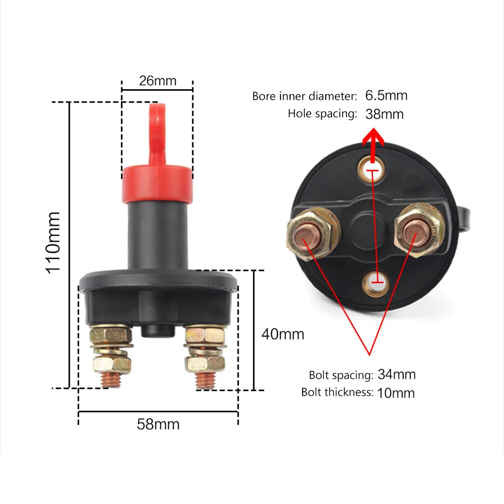 Universal Battery Isolator 12V Battery Disconnect Isolator Rotary Power Kill Cut-Off for Auto Truck Boat for Vehicle Car Van