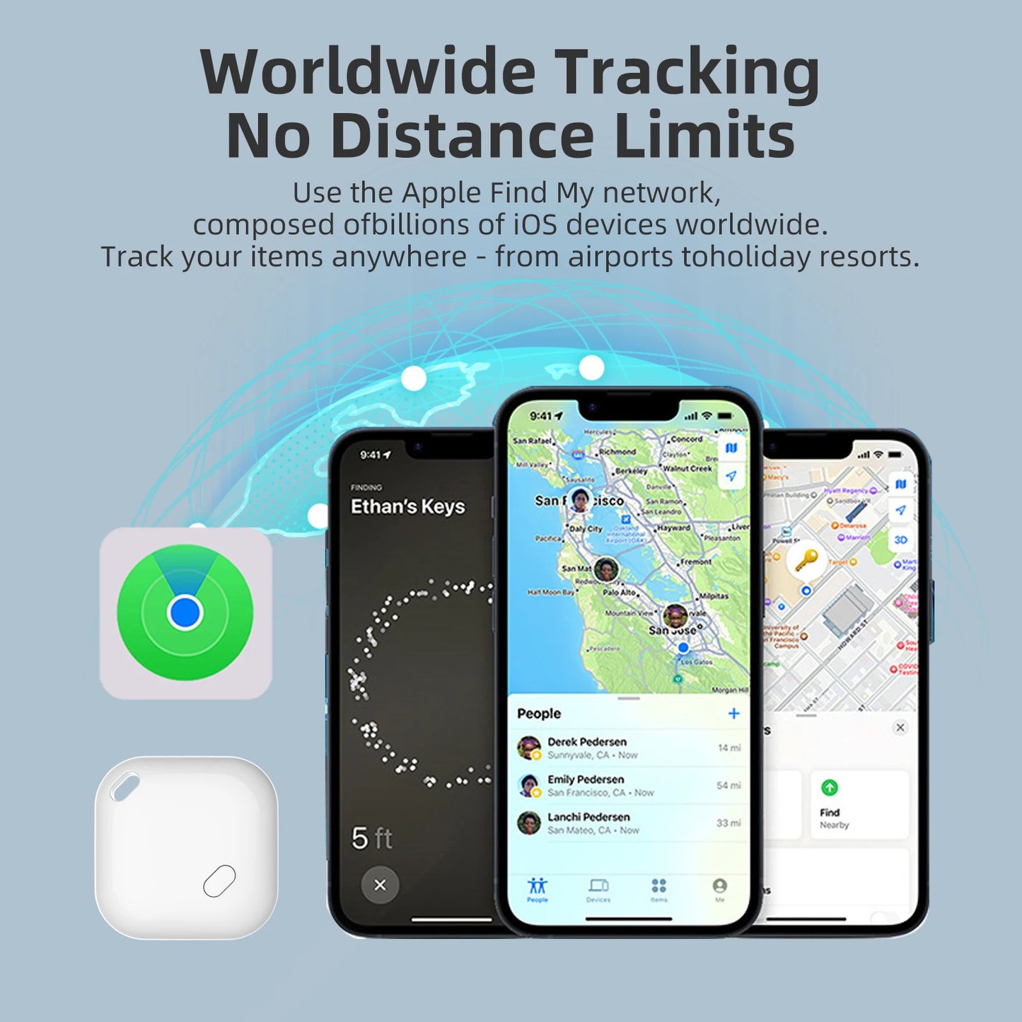 Smart Bluetooth GPS Tracker Work with Apple Find My APP Itag anti Lost Reminder Device MFI Rated Locator Car Key Pet Kids Finder