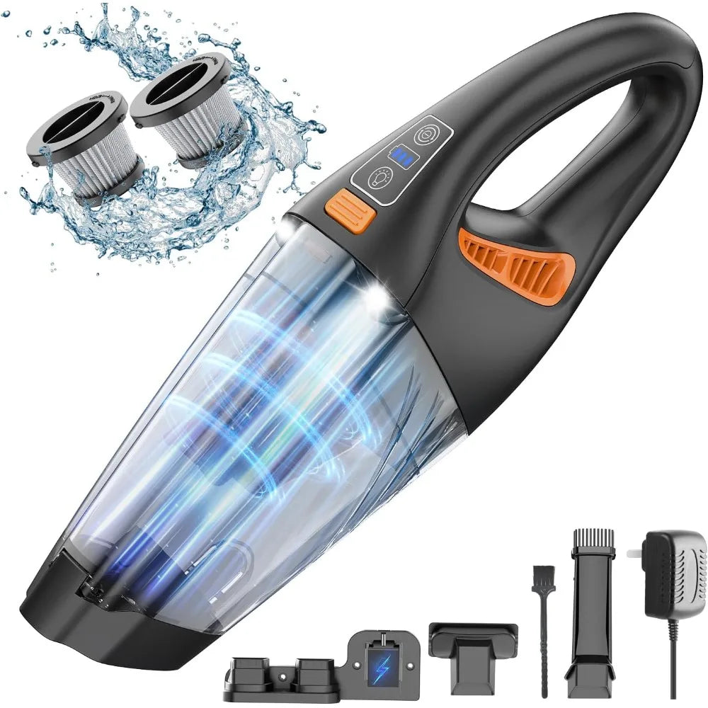 Handheld Vacuum Cordless, 18000Pa 160W Hand,30Min Car Vacuum Portable Cordless Rechargeable High Power Lightweight LED Light Fas