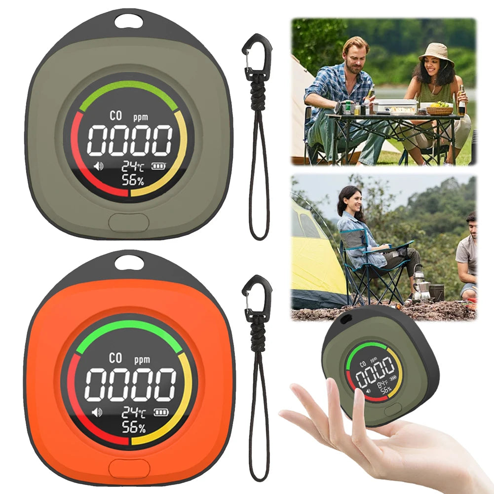 3 in 1 Portable Gas Detector Rechargeable CO Air Quality Monitor 120HR Standby CO Detector Alarm Temp Humidity Sensor for Travel