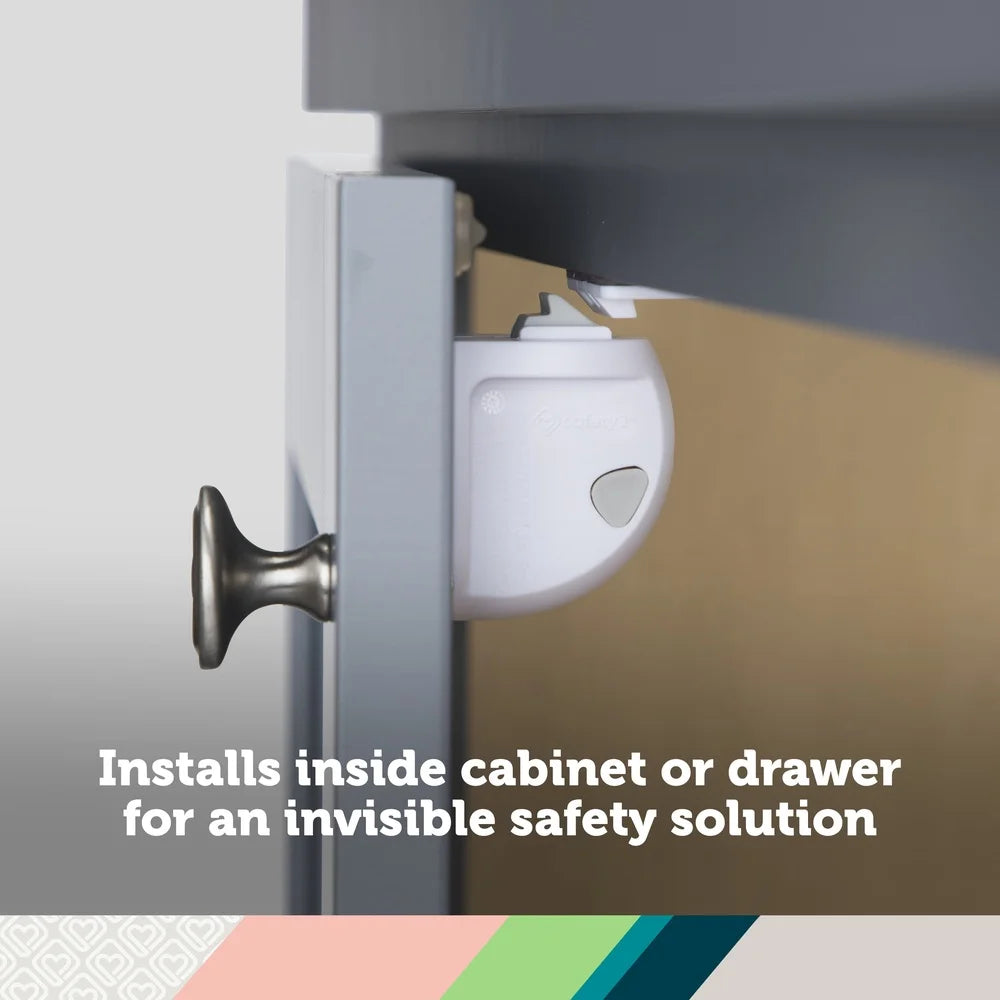 Adhesive Magnetic Lock System 4 Locks 1 Key Child Safety Cabinet Drawer Security Install Easy No Tools