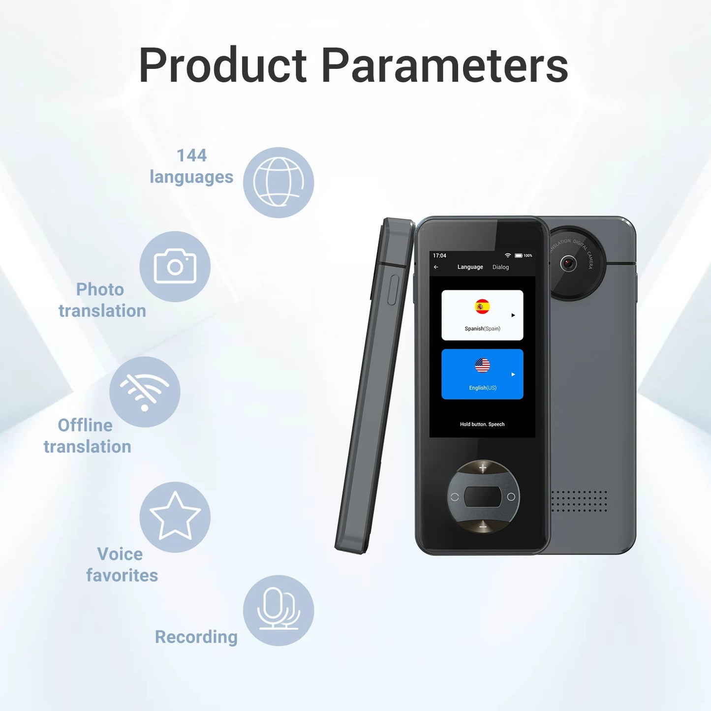 -W10 Smart Translator-144 Languages Voice Translation Device, Two-Way Instant ,No Wifi for 16 Offline Languages,For Travel