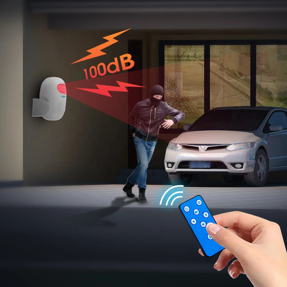 Wireless Burglar Alarm PIR Motion Detector with 100Db Alarm Sound PIR Motion Sensor LED, Infrared Welcome Alarm Detector