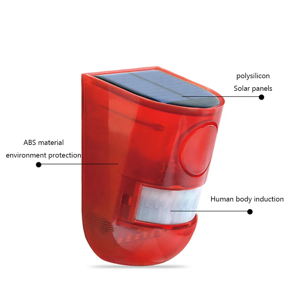 Solar Strobe Light Alarm Waterproof Solar Infrared Motion Sensor Alarm Remote Control Multifunctional for Villa Farm Yard Garden
