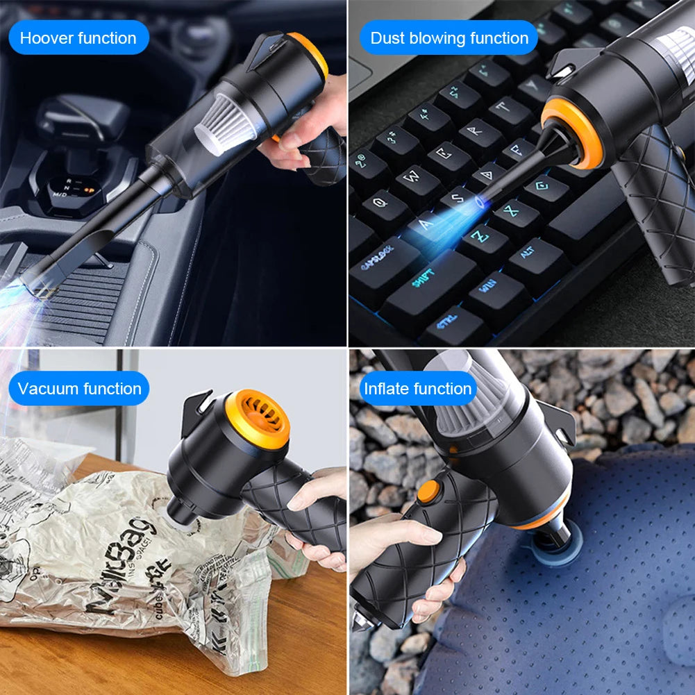 6 in 1 Blowing Suction Car Cleaner Type-C Rechargeable High Power Vacuum Cleaner Multifunctional for Car Home Keyboard Cleaning