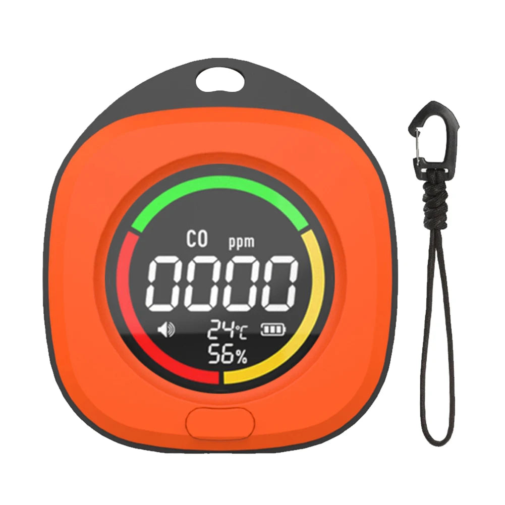 3 in 1 Portable Gas Detector Rechargeable CO Air Quality Monitor 120HR Standby CO Detector Alarm Temp Humidity Sensor for Travel