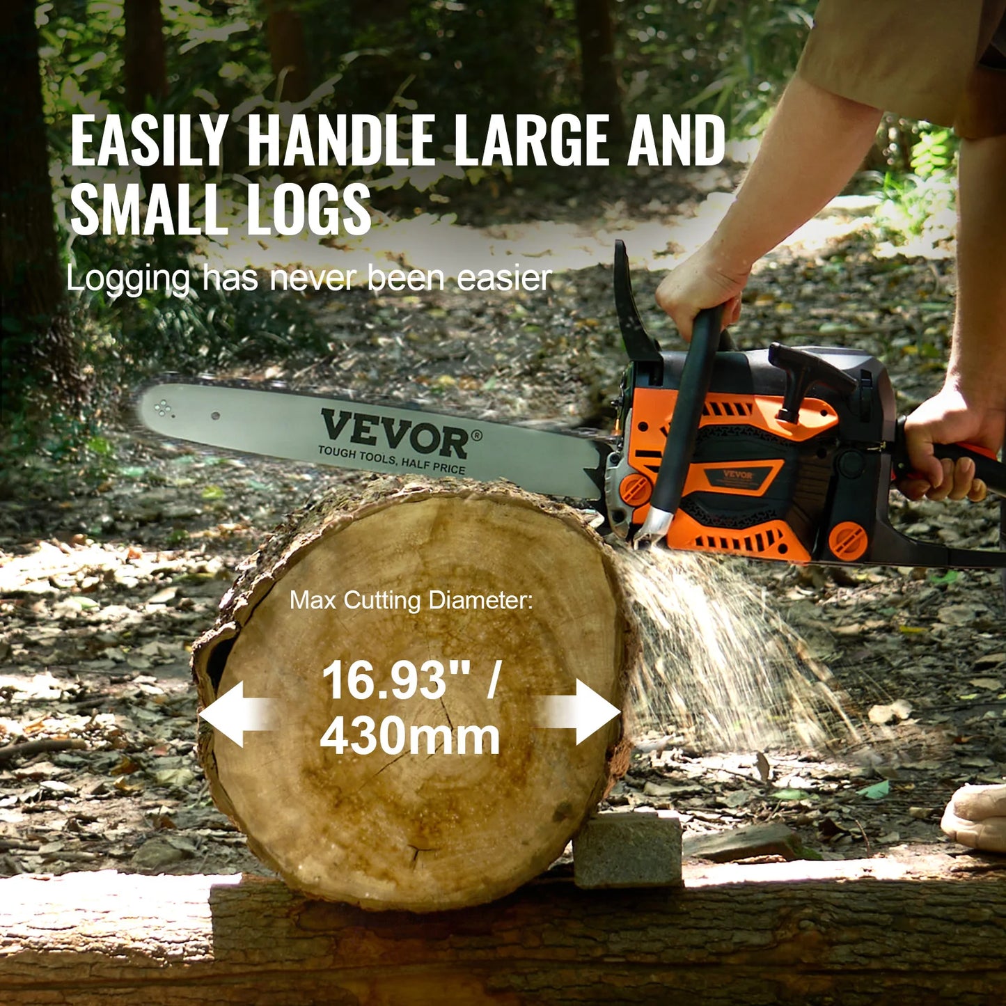 Gas Chainsaw 52CC 18"2.55HP Handheld Cordless Petrol Chainsaw for Tree Wood Branch Farm Garden Ranch Forest Cutting Use