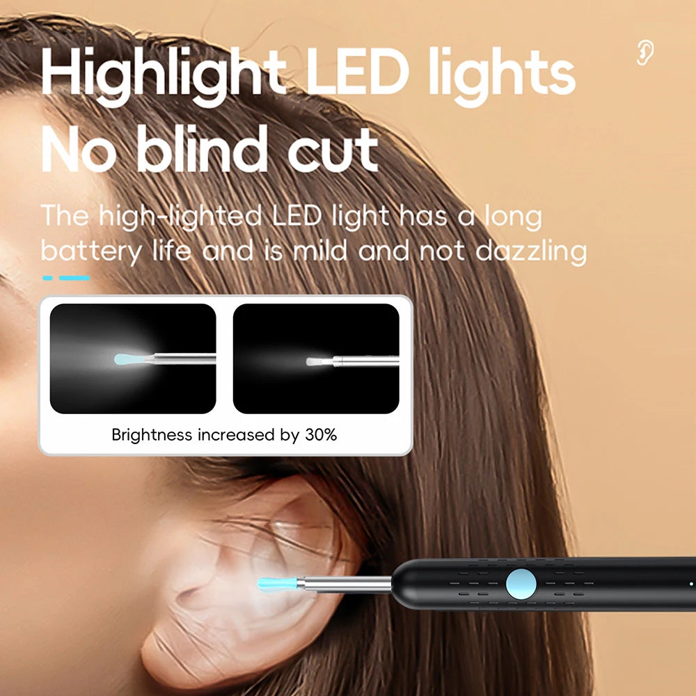 Ear Cleaner High Precision Ear Wax Removal Tool with Camera with LED Light Wireless Cleaner Smart Ear Cleaning Kit Health Care