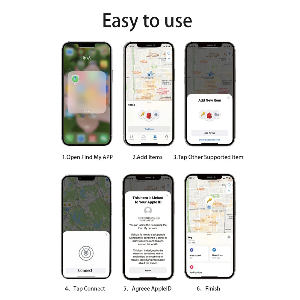 Smart Card Wallet Tracker Card Smart Bluetooth-Compatible Tracking with Key Chain Hole GPS Locator Smart Tag Wallet Phone Finder