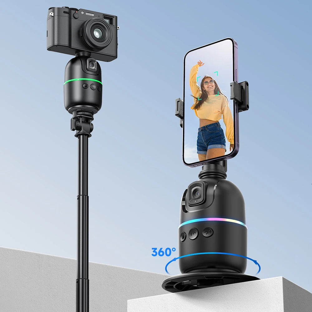 Auto Face Tracking Tripod 360° Rotation Auto Tracking Phone Holder Rechargeable Smart Shooting Stand for Tiktok Video Recording