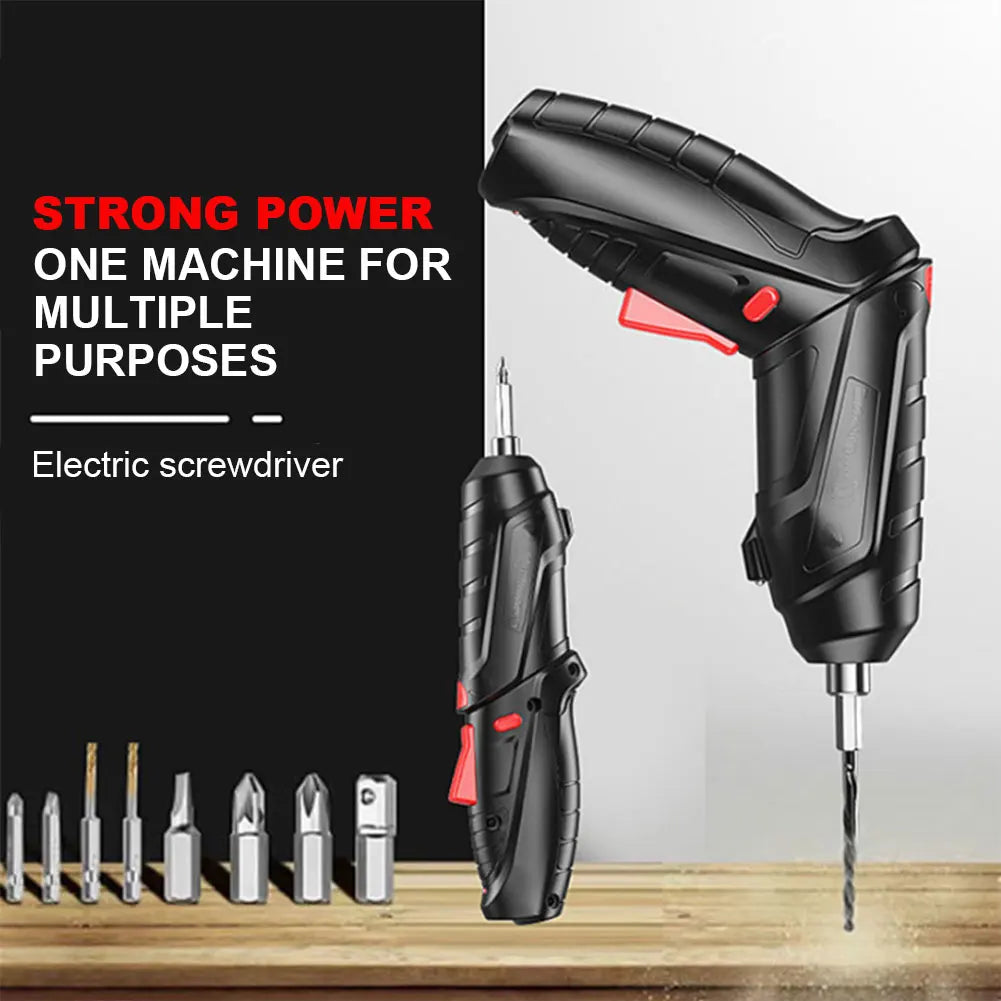 Compact 3.6V Cordless Electric Screwdriver Set with LED Light and Rotating Handle for Home Use and Easy Storage