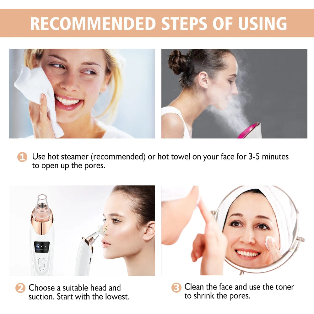 Electric Blackhead Remover Device Acne Pimple Black Heads Cleaner Machine Exfoliator Suction Facial Cleaning Pore Skin Care Tool