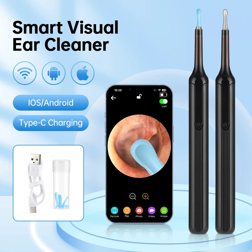 Wireless Ear Otoscope 3.0Mm Ultra-Thin Wifi Ear Scope Camera with Earwax Removal Tool Ear Cleaner for IOS Iphone Android