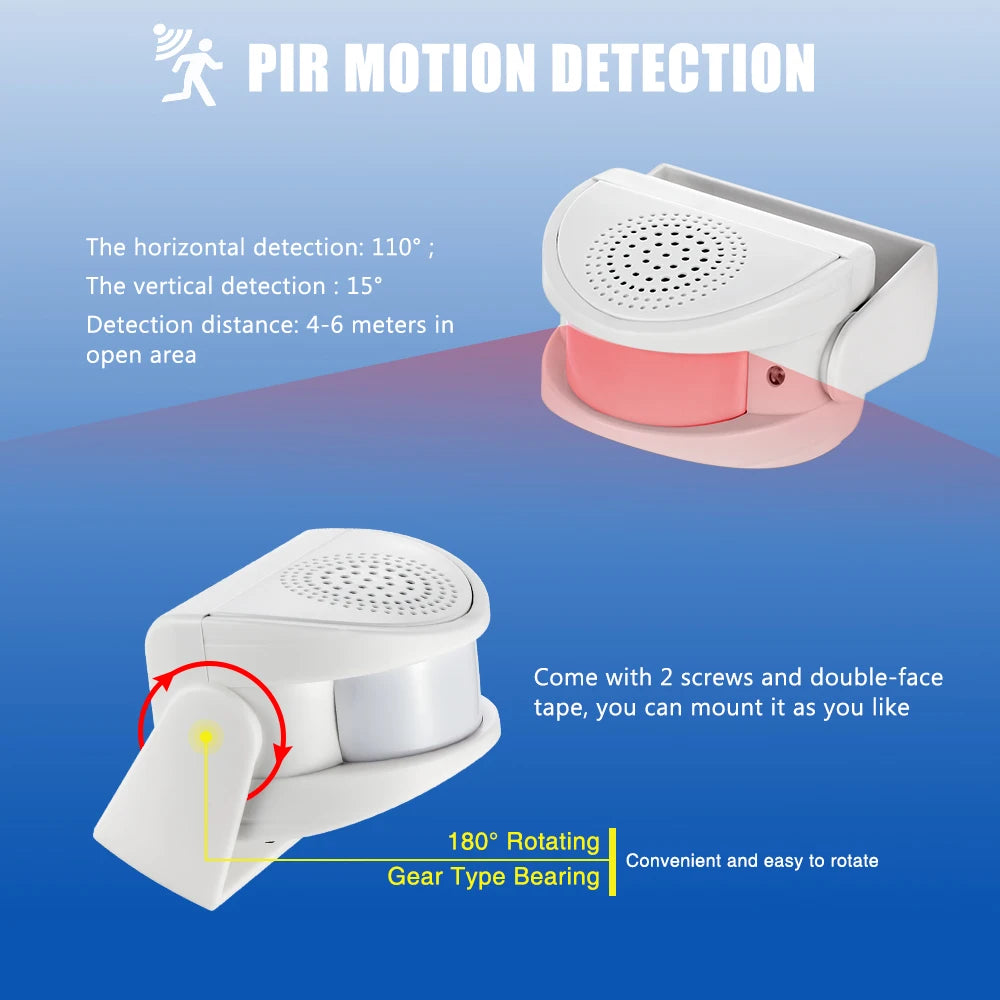32 Songs Wireless PIR Motion Sensor Door Bell Chime Welcome Chime Bell for Shop Home Hotel Security