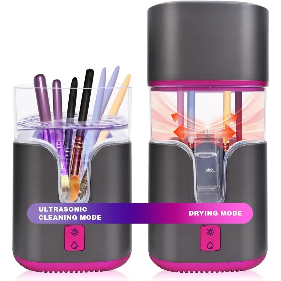 2 in 1 Electric Makeup Brush Cleaner Ultrasonic Cleaner Machine with 95 Hot Air Cycle Dryer Ultra Fast Effective Make up Brush