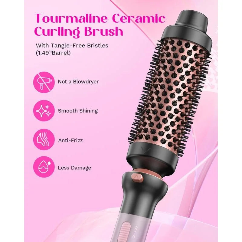 5-In-1 Ceramic Curling Iron Set - Fast Heating Wand (½" to 1¼" Barrels) with Thermal Brush & Dual Voltage Styling Tool