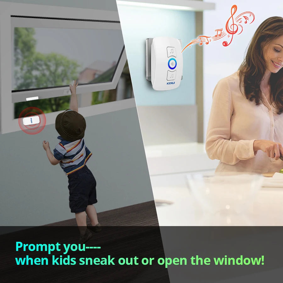 Wireless Doorbell with Motion Sensor Indoor with Sound Infrared Motion Detector Alarm Door Bell for Home Security Business Hotel